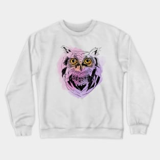 Owl graphic illustration on watercolor background Crewneck Sweatshirt